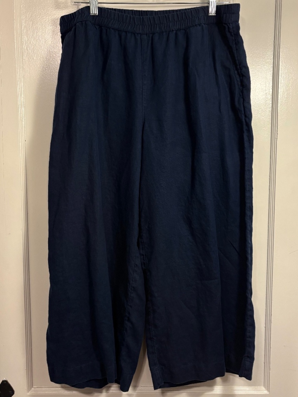 Navy Blue Charter Club Luxury 100% Linen pants/trousers, wide leg, Size L - Picture 3 of 6